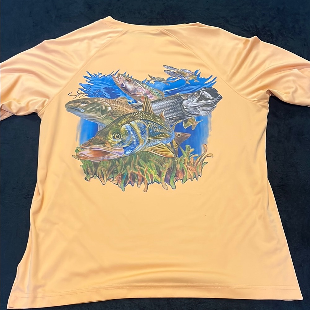 Peach Shirt with Fish Graphic